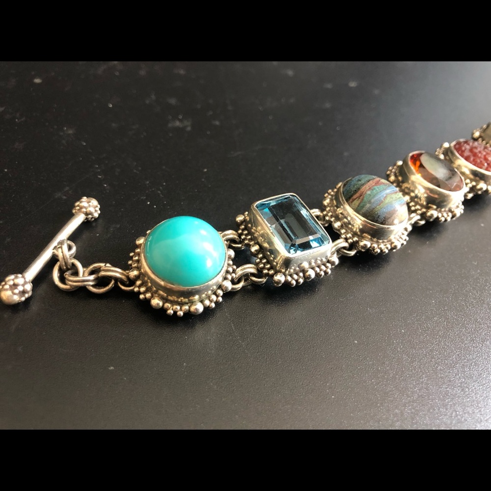 COPY - COPY - STEPHEN DWECK silver/multi stone bracelet